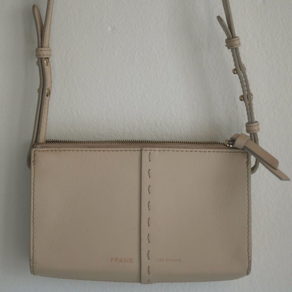 Frame denim les second creme mini crossbody tan purse leather made in Italty vnt